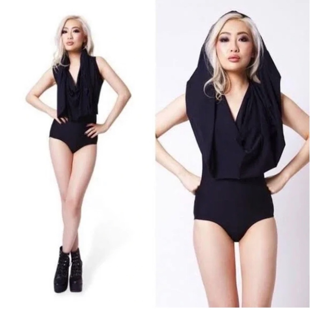 Blackmilk Matte Black Hooded Bodysuit
